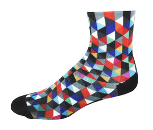 Get your own pair of printed bike socks for your next ride!  Our bike socks is knitted with a super-fine Coolmax Core Spun yarn, and features a seamless toe, arch support, and reinforced heel and toe.