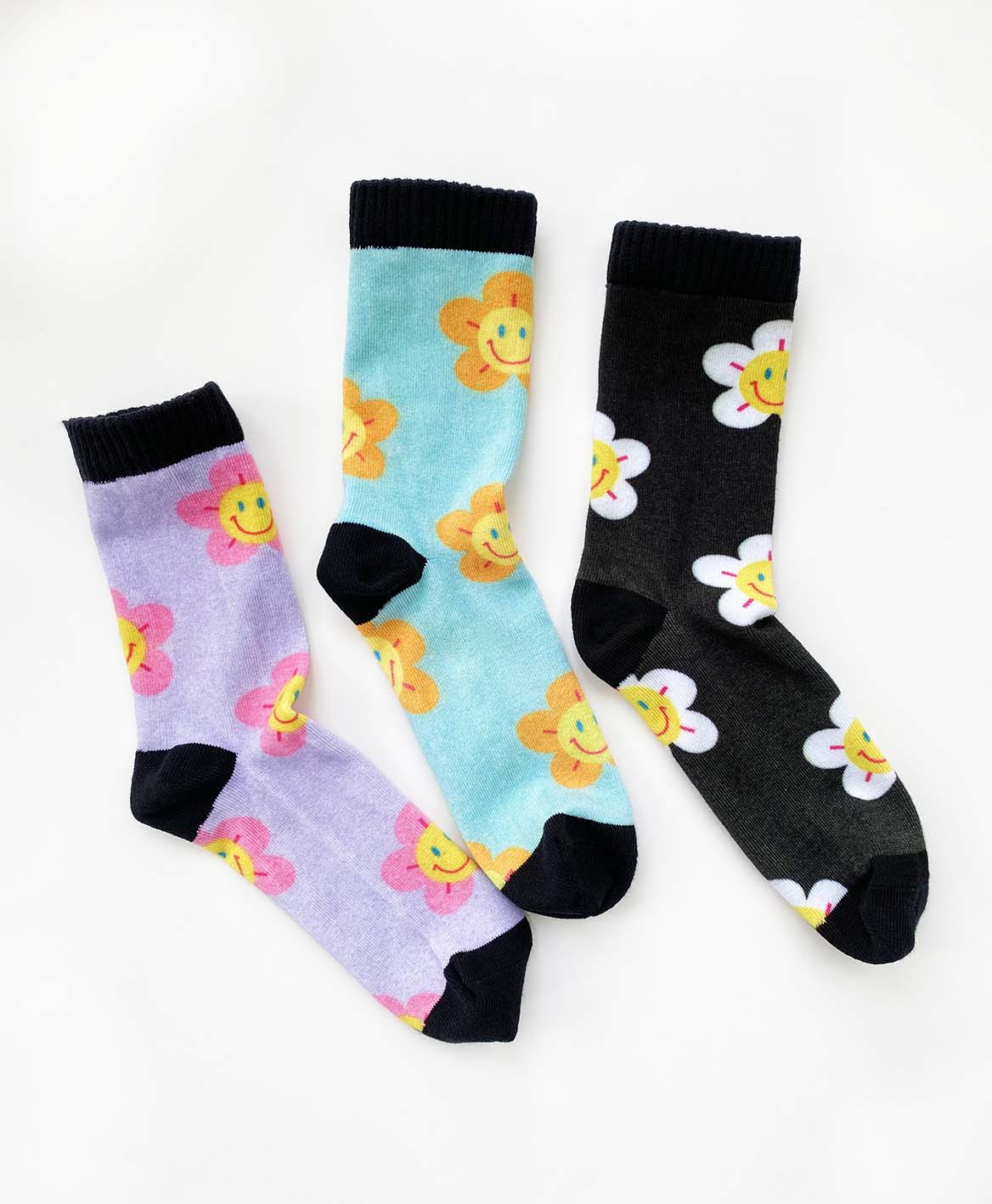 Daisy Smiley Printed Sock (3 Colors)