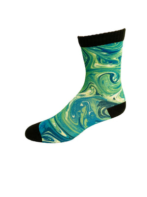 Open image in slideshow, Verde Liquid Marble Printed Sock
