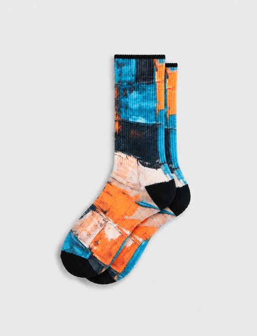 Colorblock Canvas Everyday Socks — Teal Ochre