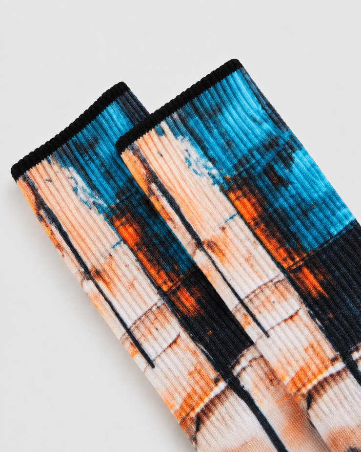Colorblock Canvas Everyday Socks — Teal Ochre