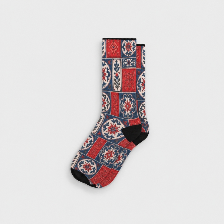 Heritage Tile Everyday Socks — Indigo Terra