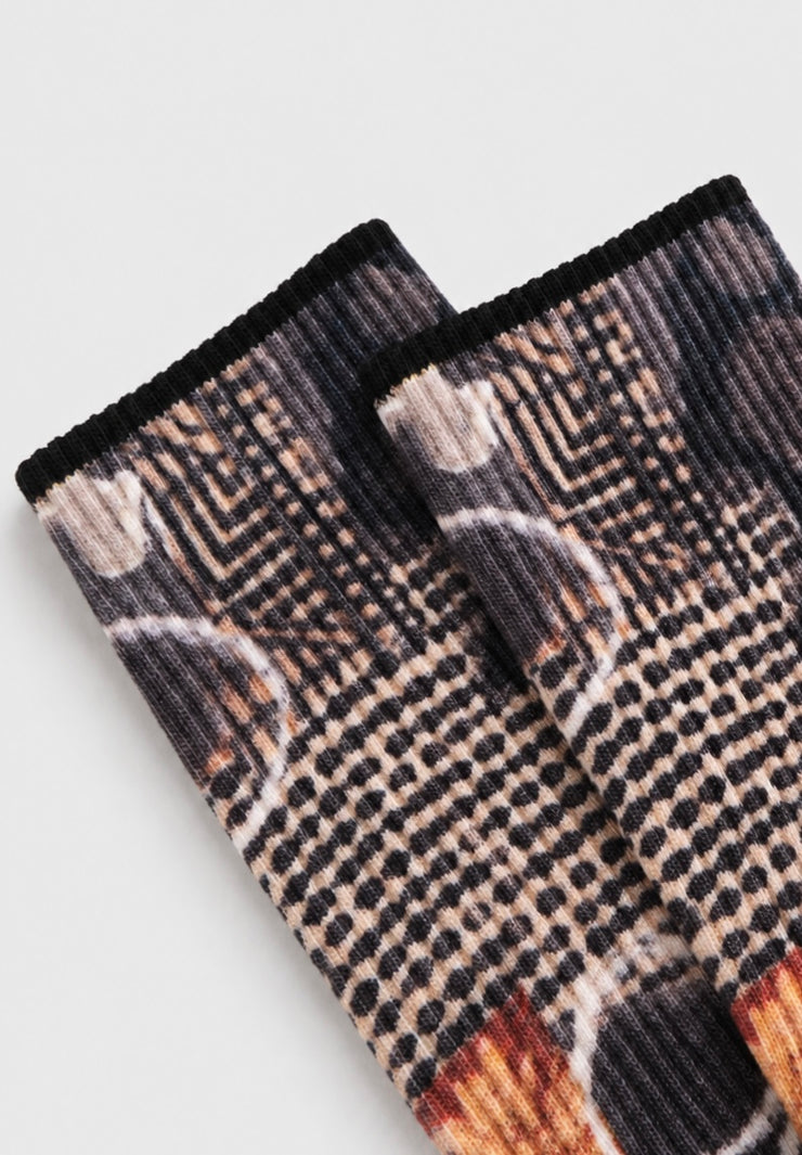 Noir Collage Everyday Socks — Sand Ink