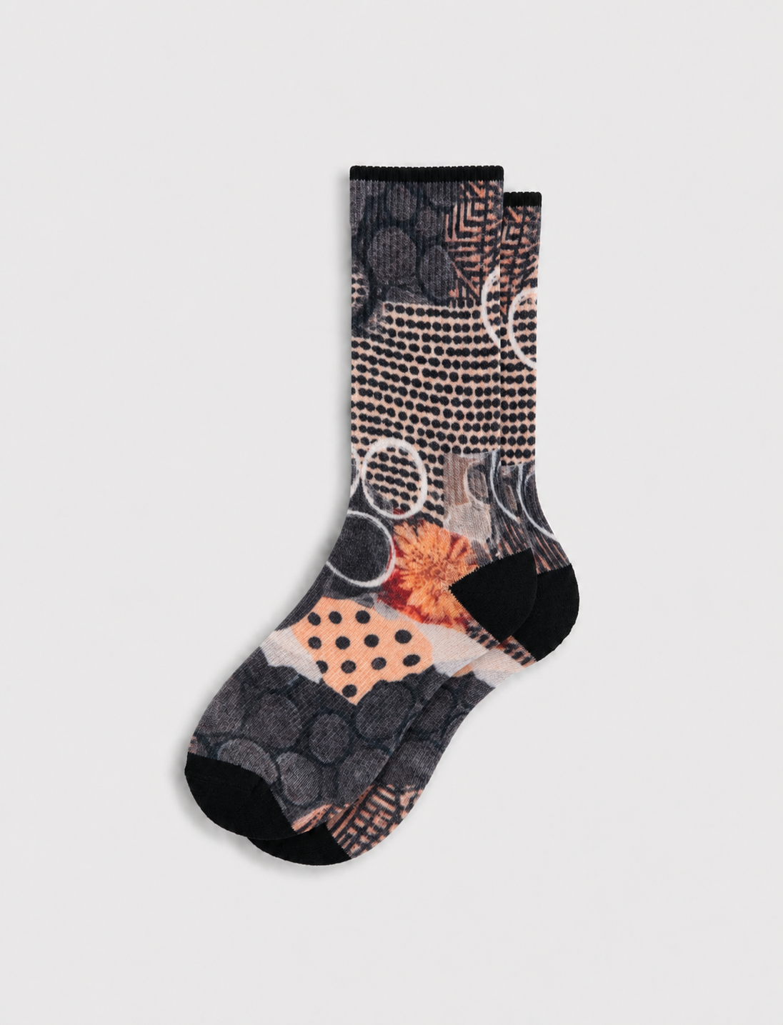 Noir Collage Everyday Socks — Sand Ink