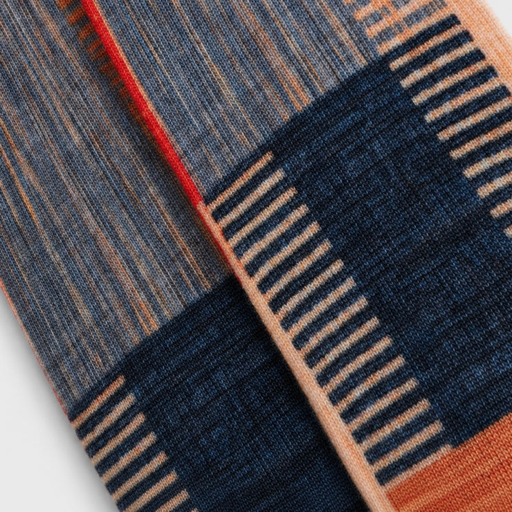 Woven Grid Everyday Socks — Ochre Indigo