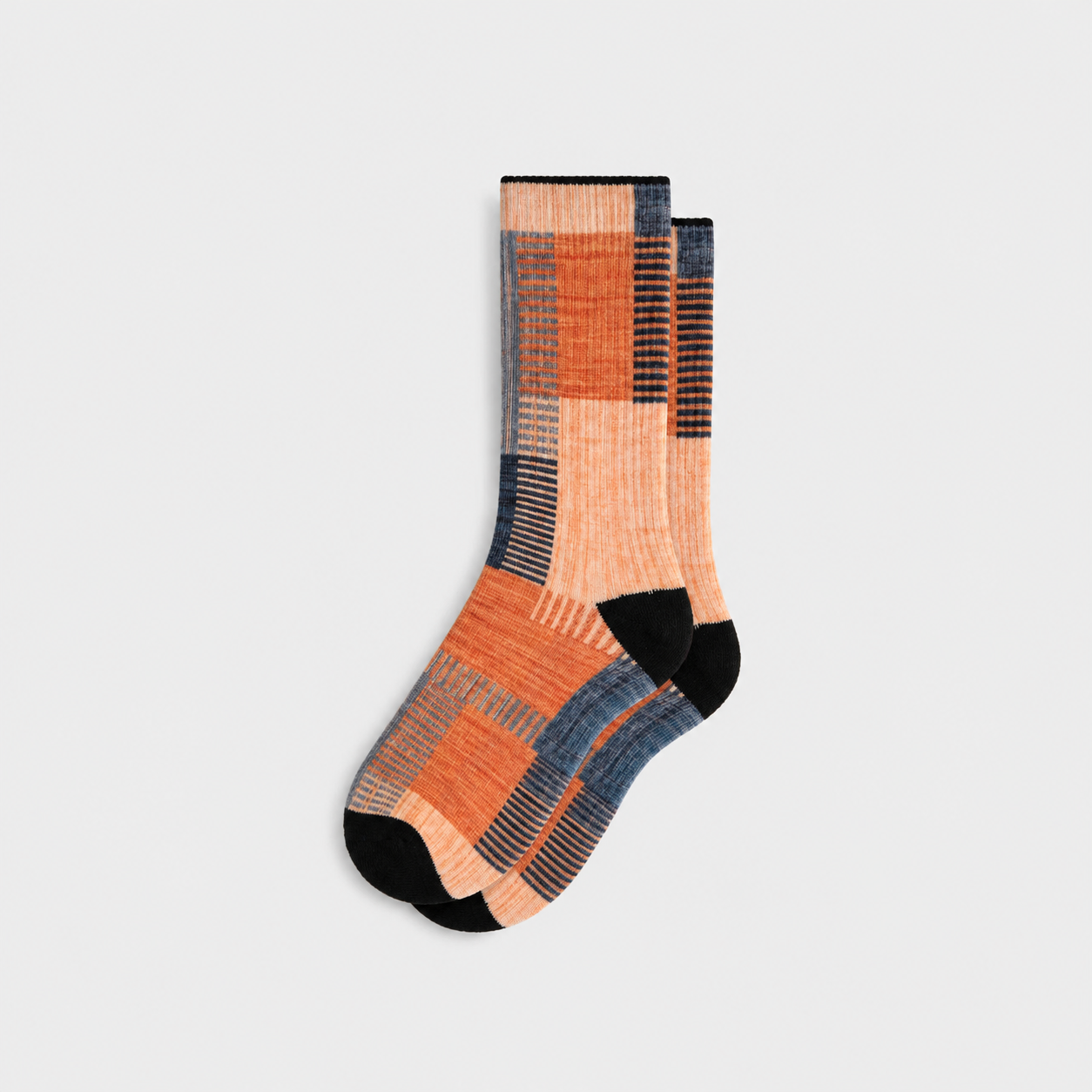 Woven Grid Everyday Socks — Ochre Indigo