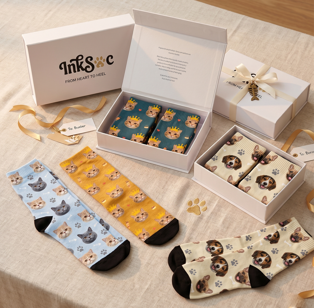 Mother holding custom InkSoc socks