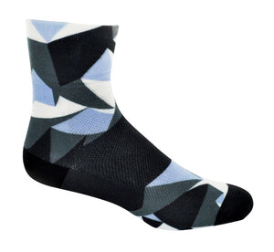 Open image in slideshow, Get your own pair of printed bike socks for your next ride!  Our bike socks is knitted with a super-fine Coolmax Core Spun yarn, and features a seamless toe, arch support, and reinforced heel and toe.
