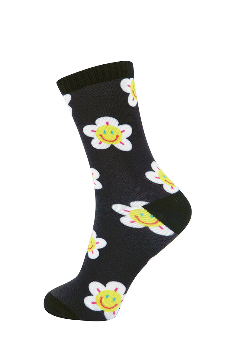 Daisy Smiley Printed Sock (3 Colors)
