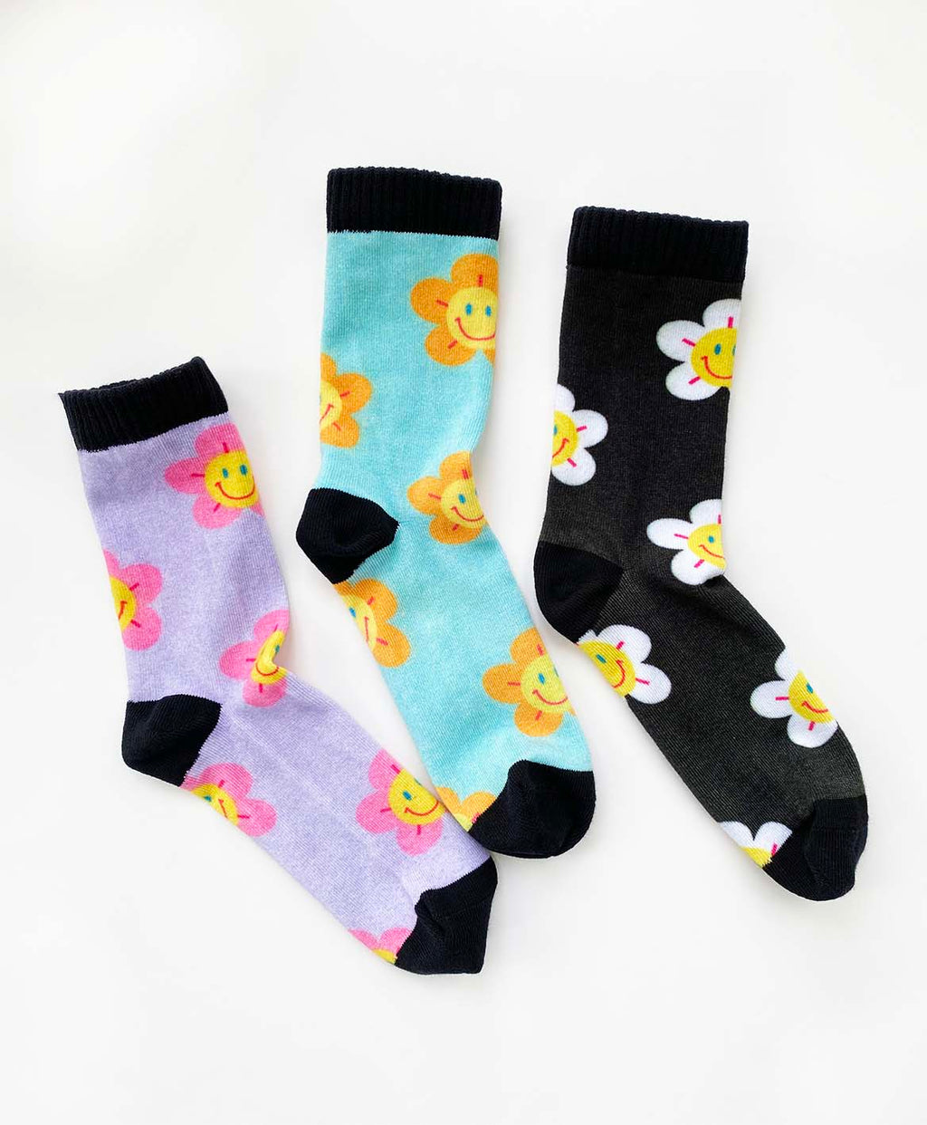 Daisy Smiley Printed Sock (3 Colors)