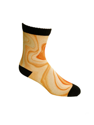 Desert Liquid Marble Printed Sock
