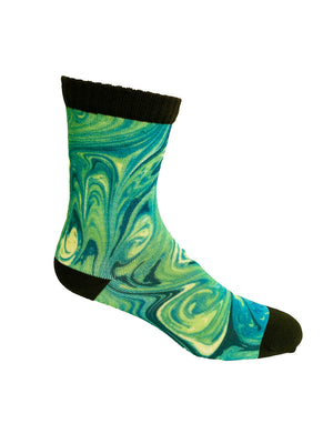 Verde Liquid Marble Printed Sock