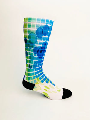 Open image in slideshow, Blue Bubbles Printed Bike Sock
