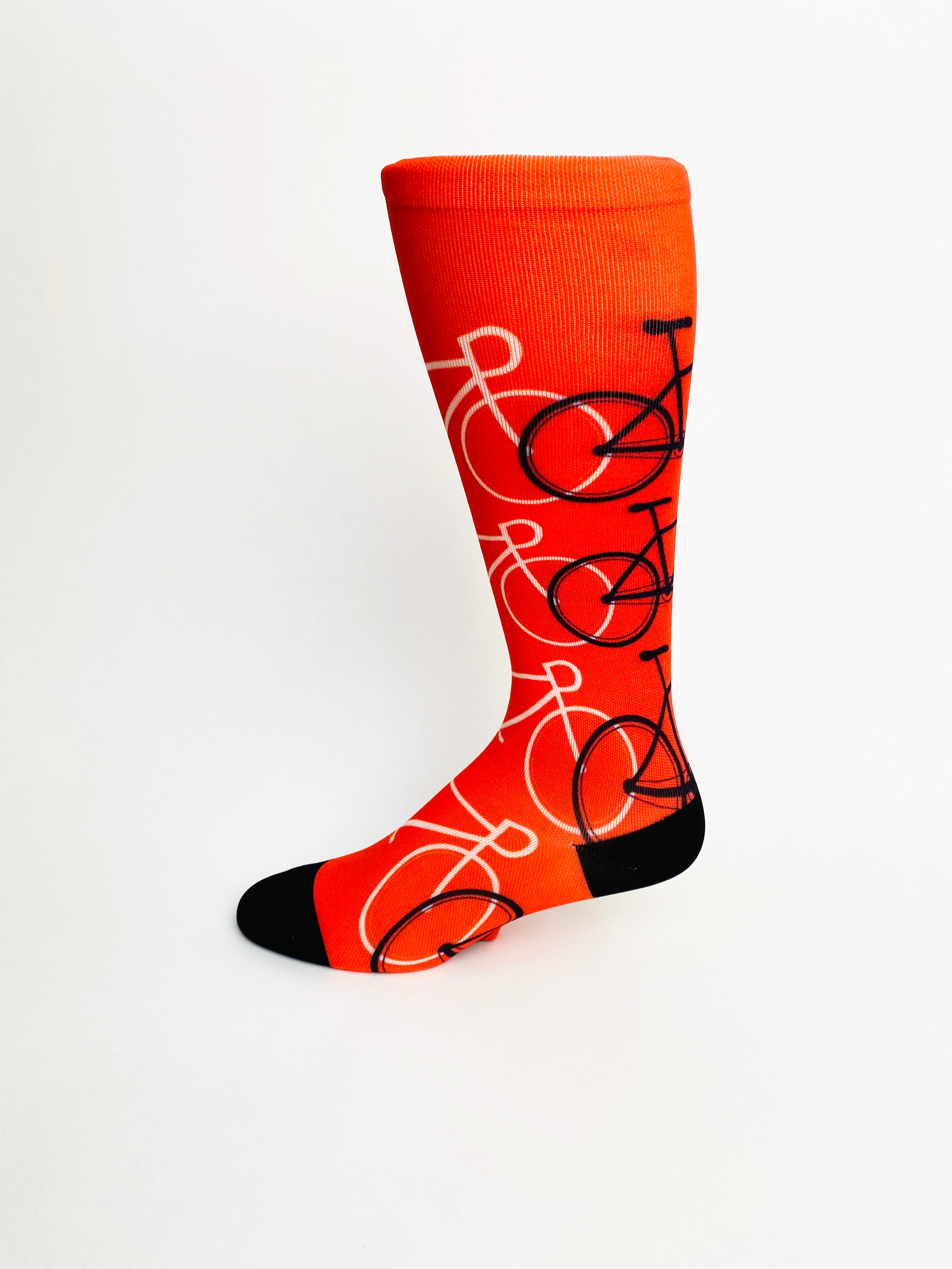 Orange Bicycle Printed Bike Sock