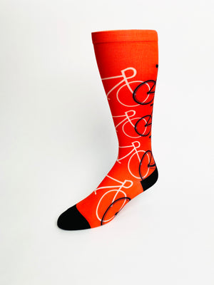 Orange Bicycle Printed Bike Sock