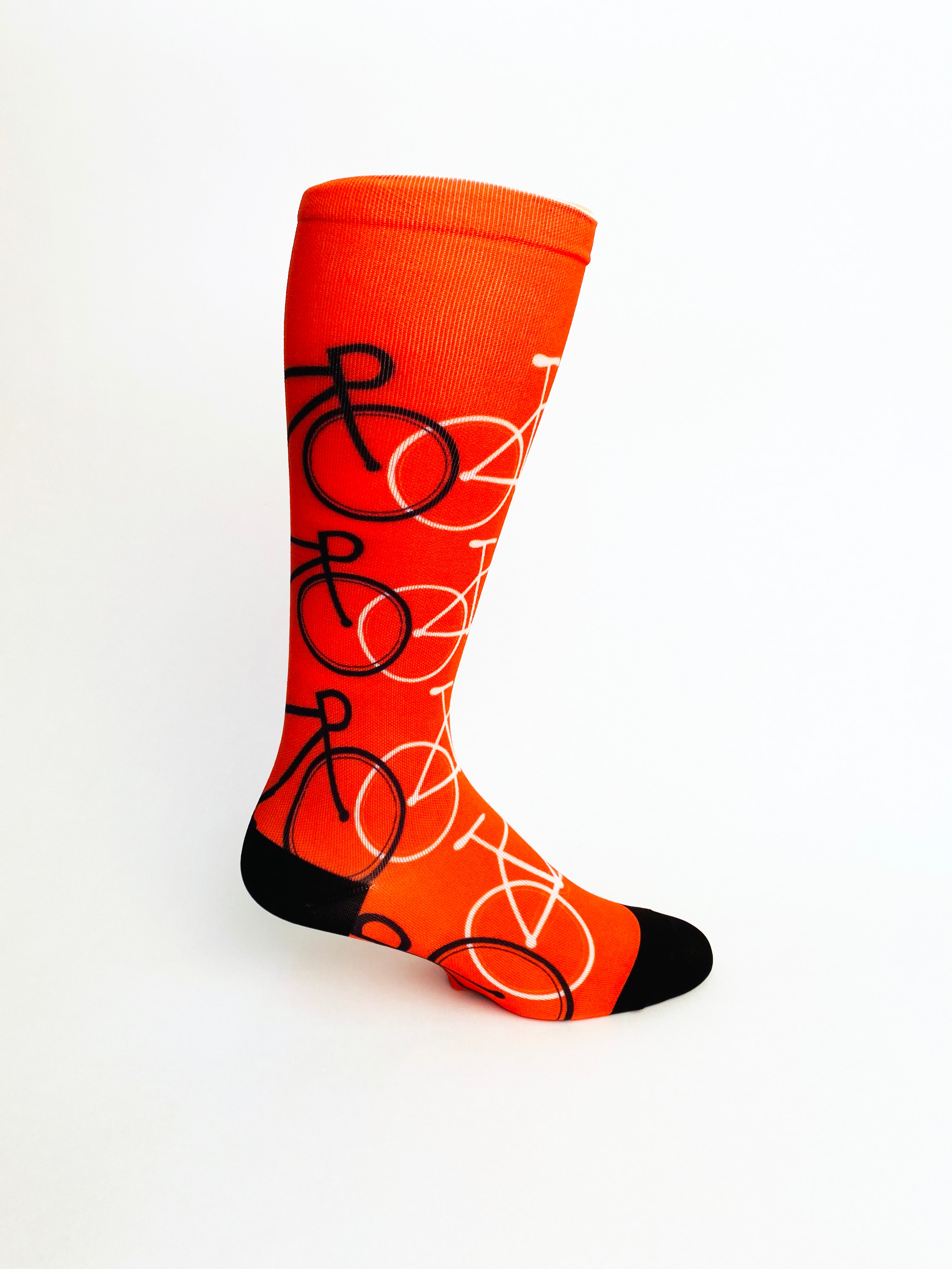 Orange Bicycle Printed Bike Sock