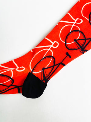 Orange Bicycle Printed Bike Sock