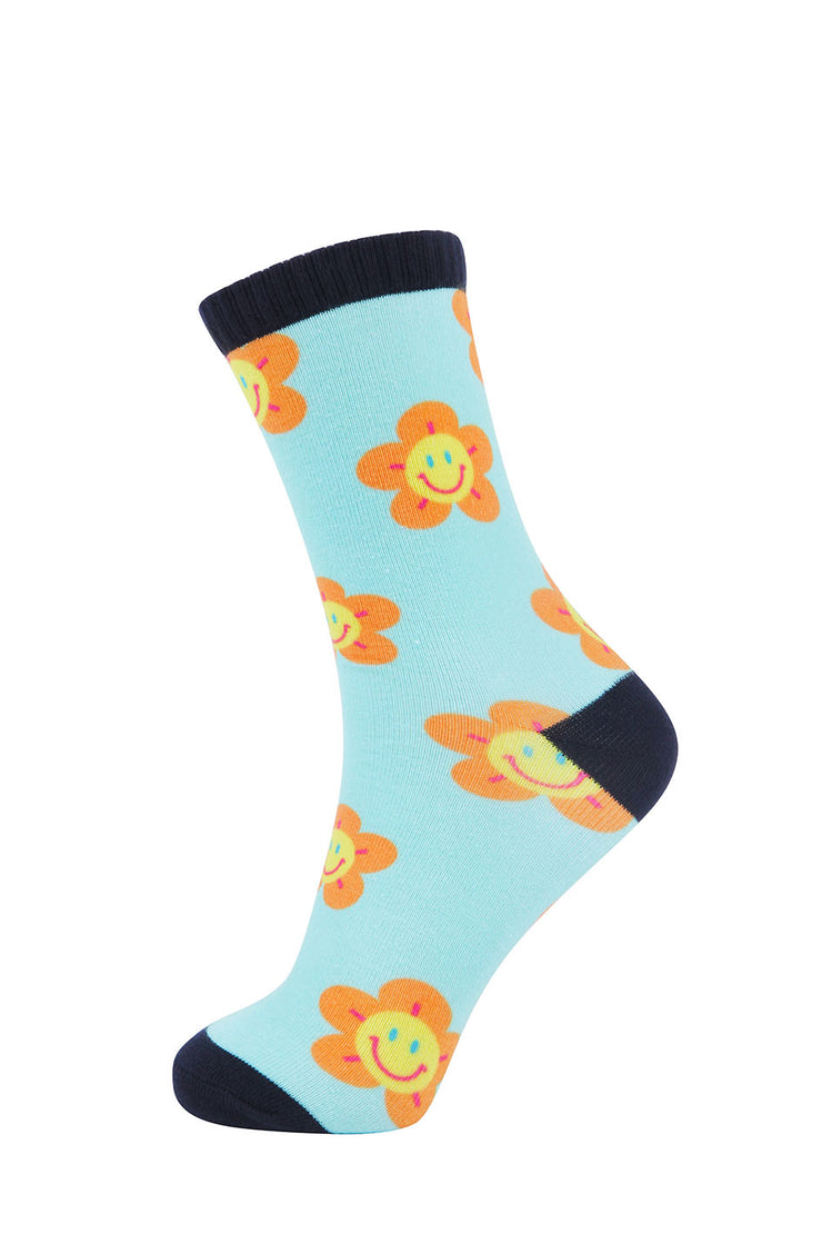 Daisy Smiley Printed Sock (3 Colors)