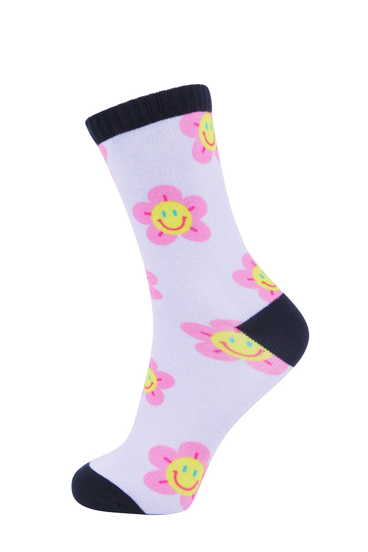 Daisy Smiley Printed Sock (3 Colors)