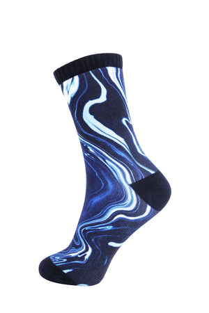 Open image in slideshow, Midnight Liquid Marble Printed Sock
