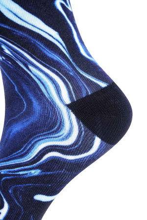 Midnight Liquid Marble Printed Sock