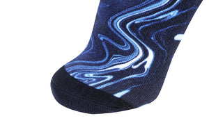 Midnight Liquid Marble Printed Sock