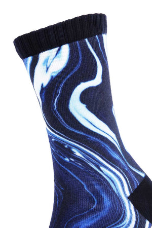 Midnight Liquid Marble Printed Sock