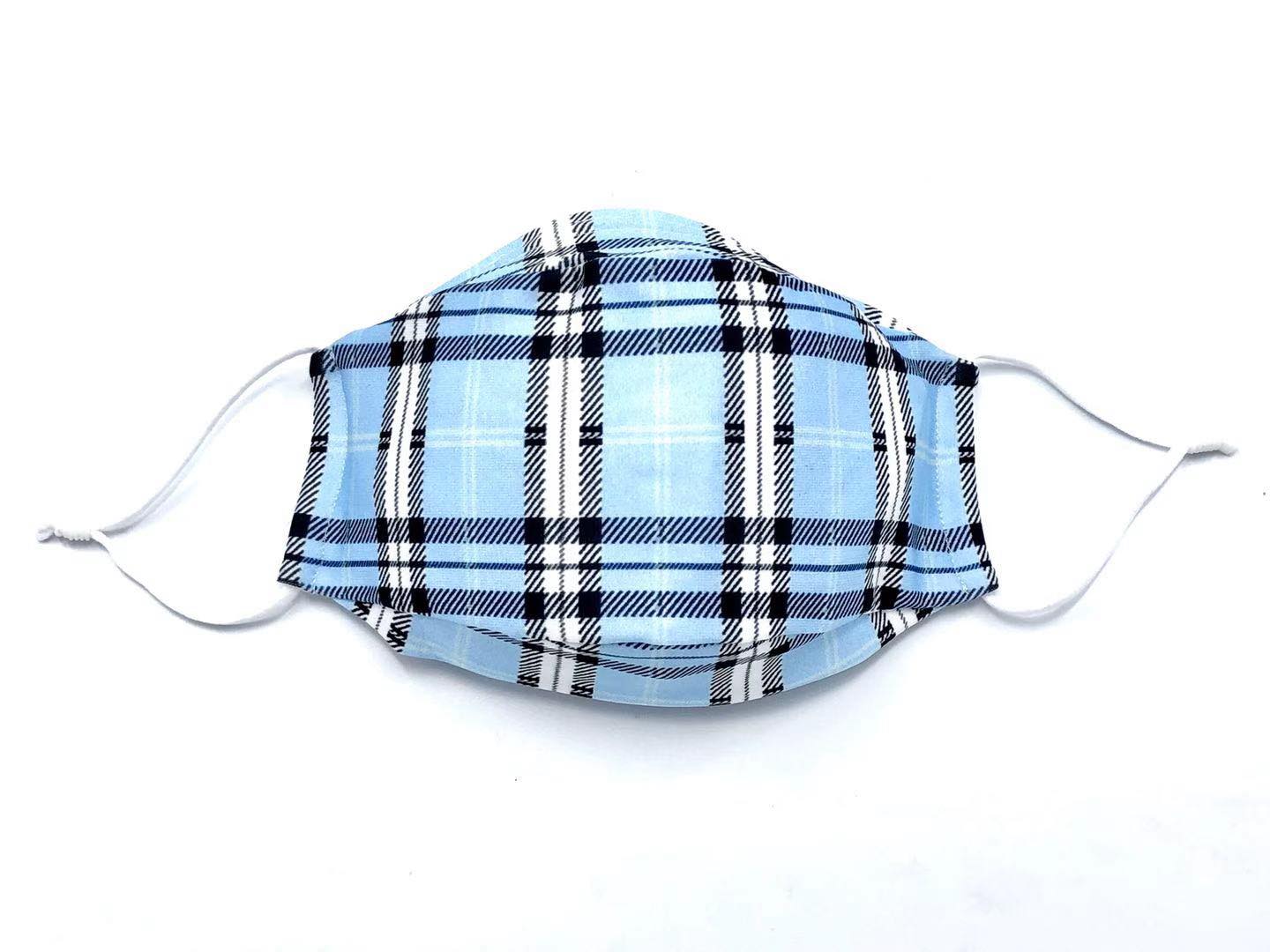 Powder Blue Plaid Mask