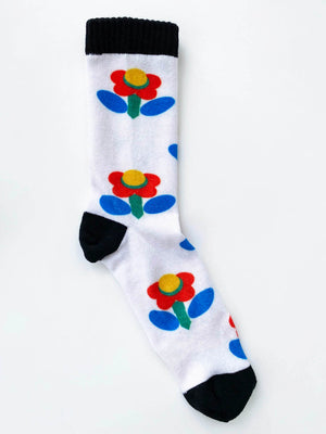 Red Flower Printed Sock